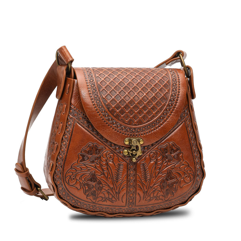 Alma - Leather purse with handle and removable shoulder strap